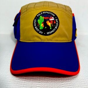 Polo Ralph Lauren:Wolf-Patch Five-Panel Cap One Size - Vintage Khaki City Royal